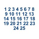 Selbstklebende fortlaufende Klebezahlen Zahlenaufkleber Aufkleber Zahlen wetterfest: 1 bis 25 (20 cm hoch, in blau)