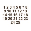 Selbstklebende fortlaufende Klebezahlen Zahlenaufkleber Aufkleber Zahlen wetterfest: 1 bis 25 (5 cm hoch, in braun)