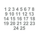 Selbstklebende fortlaufende Klebezahlen Zahlenaufkleber Aufkleber Zahlen wetterfest: 1 bis 25 (1 cm hoch, in grau)