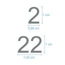Selbstklebende fortlaufende Klebezahlen Zahlenaufkleber Aufkleber Zahlen wetterfest: 1 bis 25 (1 cm hoch, in grau)