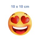 Herzaugen lachend Smile Aufkleber – wetterfest & langlebig (10 x 10 cm)
