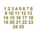 Selbstklebende fortlaufende Klebezahlen Zahlenaufkleber Aufkleber Zahlen wetterfest: 1 bis 25 (15 cm hoch, in gold)