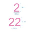 Selbstklebende fortlaufende Klebezahlen Zahlenaufkleber Aufkleber Zahlen wetterfest: 1 bis 25 (3 cm hoch, in rosa)