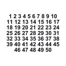 Selbstklebende fortlaufende Klebezahlen Zahlenaufkleber Aufkleber Zahlen wetterfest: 1 bis 50 (12 cm hoch, in schwarz)