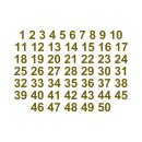 Selbstklebende fortlaufende Klebezahlen Zahlenaufkleber Aufkleber Zahlen wetterfest: 1 bis 50 (4 cm hoch, in gold)