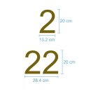 Selbstklebende fortlaufende Klebezahlen Zahlenaufkleber Aufkleber Zahlen wetterfest: 1 bis 50 (20 cm hoch, in gold)