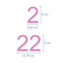 Selbstklebende fortlaufende Klebezahlen Zahlenaufkleber Aufkleber Zahlen wetterfest: 1 bis 50 (9 cm hoch, in rosa)