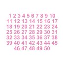 Selbstklebende fortlaufende Klebezahlen Zahlenaufkleber Aufkleber Zahlen wetterfest: 1 bis 50 (15 cm hoch, in rosa)