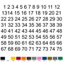 Selbstklebende fortlaufende Klebezahlen Zahlenaufkleber Ziffern Aufkleber Zahlen Klebeziffern wetterfest 1 bis 75 weiß 9 cm