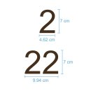 Selbstklebende fortlaufende Klebezahlen Zahlenaufkleber Aufkleber Zahlen wetterfest: 1 bis 75 (7 cm hoch, in braun)