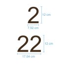 Selbstklebende fortlaufende Klebezahlen Zahlenaufkleber Aufkleber Zahlen wetterfest: 1 bis 75 (12 cm hoch, in braun)