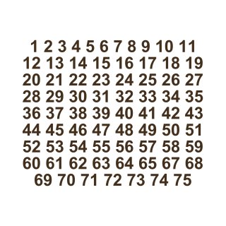 Selbstklebende fortlaufende Klebezahlen Zahlenaufkleber Aufkleber Zahlen wetterfest: 1 bis 75 (15 cm hoch, in braun)