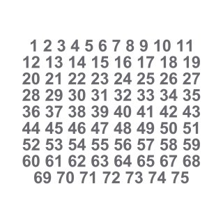 Selbstklebende fortlaufende Klebezahlen Zahlenaufkleber Aufkleber Zahlen wetterfest: 1 bis 75 (16 cm hoch, in silber)
