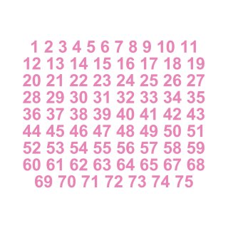 Selbstklebende fortlaufende Klebezahlen Zahlenaufkleber Aufkleber Zahlen wetterfest: 1 bis 75 (10 cm hoch, in rosa)