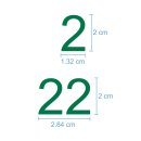 Selbstklebende fortlaufende Klebezahlen Zahlenaufkleber Aufkleber Zahlen wetterfest: 1 bis 100 (2 cm hoch, in grün)
