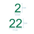 Selbstklebende fortlaufende Klebezahlen Zahlenaufkleber Aufkleber Zahlen wetterfest: 1 bis 100 (5 cm hoch, in grün)