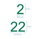 Selbstklebende fortlaufende Klebezahlen Zahlenaufkleber Aufkleber Zahlen wetterfest: 1 bis 100 (9 cm hoch, in grün)