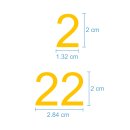 Selbstklebende fortlaufende Klebezahlen Zahlenaufkleber Aufkleber Zahlen wetterfest: 1 bis 100 (2 cm hoch, in gelb)