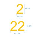 Selbstklebende fortlaufende Klebezahlen Zahlenaufkleber Aufkleber Zahlen wetterfest: 1 bis 100 (15 cm hoch, in gelb)
