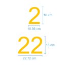 Selbstklebende fortlaufende Klebezahlen Zahlenaufkleber Aufkleber Zahlen wetterfest: 1 bis 100 (16 cm hoch, in gelb)