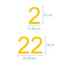 Selbstklebende fortlaufende Klebezahlen Zahlenaufkleber Aufkleber Zahlen wetterfest: 1 bis 100 (18 cm hoch, in gelb)