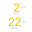 Selbstklebende fortlaufende Klebezahlen Zahlenaufkleber Aufkleber Zahlen wetterfest: 1 bis 100 (19 cm hoch, in gelb)