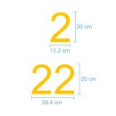 Selbstklebende fortlaufende Klebezahlen Zahlenaufkleber Aufkleber Zahlen wetterfest: 1 bis 100 (20 cm hoch, in gelb)