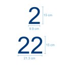 Selbstklebende fortlaufende Klebezahlen Zahlenaufkleber Aufkleber Zahlen wetterfest: 1 bis 100 (15 cm hoch, in blau)