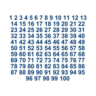 Selbstklebende fortlaufende Klebezahlen Zahlenaufkleber Aufkleber Zahlen wetterfest: 1 bis 100 (18 cm hoch, in blau)