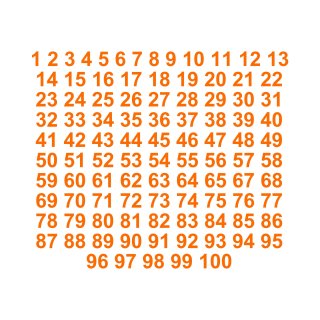 Selbstklebende fortlaufende Klebezahlen Zahlenaufkleber Aufkleber Zahlen wetterfest: 1 bis 100 (12 cm hoch, in orange)