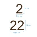 Selbstklebende fortlaufende Klebezahlen Zahlenaufkleber Aufkleber Zahlen wetterfest: 1 bis 100 (14 cm hoch, in braun)