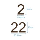 Selbstklebende fortlaufende Klebezahlen Zahlenaufkleber Aufkleber Zahlen wetterfest: 1 bis 100 (18 cm hoch, in braun)