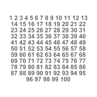 Selbstklebende fortlaufende Klebezahlen Zahlenaufkleber Aufkleber Zahlen wetterfest: 1 bis 100 (12 cm hoch, in silber)