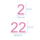 Selbstklebende fortlaufende Klebezahlen Zahlenaufkleber Aufkleber Zahlen wetterfest: 1 bis 100 (19 cm hoch, in rosa)