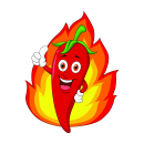 Fun Aufkleber scharfe Chilischote mit Flamme –...