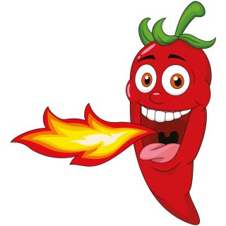 Aufkleber scharfe rote Chilischote lächelnd speit Feuer wasserfest Gemüse Sticker Küche Autoaufkleber Restaurant Deko