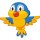 Aufkleber Blau gelber Vogel wasserfest Feder Sticker Familie Bunt Piepmatz Autoaufkleber Deko