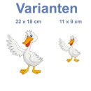 Aufkleber Ente wasserfest Sticker Familie Vogel lächeln Tier Bauernhof Schnabel Kinder Deko Autoaufkleber 11 x 9 cm