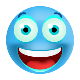 Blau lachender Smile Aufkleber – UV-beständig und wetterfest