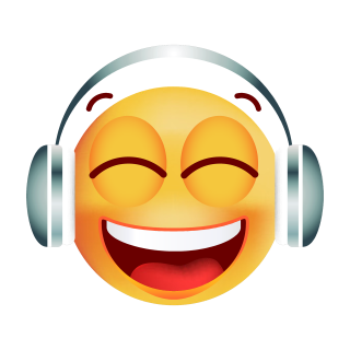 Smile Aufkleber – Lächelnd Musik hören mit Kopfhörern