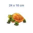 Tier Aufkleber Schildkröte – wetterfester Sticker mit orangem Panzer (24 x 16 cm)