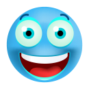 Blau lachender Smile Aufkleber – UV-beständig und wetterfest (10 x 10 cm)