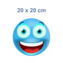 Blau lachender Smile Aufkleber – UV-beständig und wetterfest (20 x 20 cm)