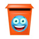 Blau lachender Smile Aufkleber – UV-beständig und wetterfest (20 x 20 cm)