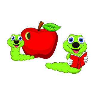 Tier Aufkleber – Lustiger Bücherwurm & Apfel, wetterfest & UV-beständig (12 x 10 cm)