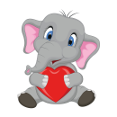 Tier Aufkleber – süßer Elefant mit Herz,...