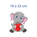 Tier Aufkleber – süßer Elefant mit Herz, wetterfest & UV-beständig (19 x 23 cm)