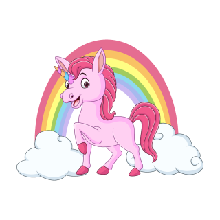 Smile Aufkleber – Einhorn mit Regenbogen, mädchenhafter Sticker für Auto & Co. (12 x 9 cm)