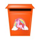 Smile Aufkleber – Einhorn mit Regenbogen, mädchenhafter Sticker für Auto & Co. (12 x 9 cm)