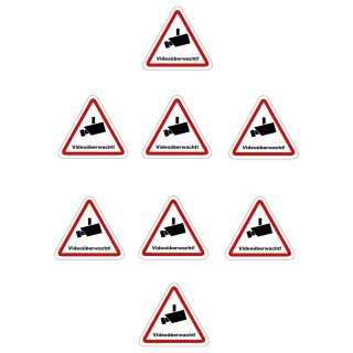 Videoüberwachung Aufkleber – wetterfester Warnsticker für Innen & Außen (15 cm 8 Stück)